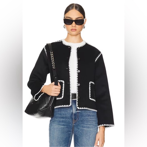 NWT Rails Melanie Jacket Size M Soft Wool Blend Contrast Trim Black White - Picture 1 of 13